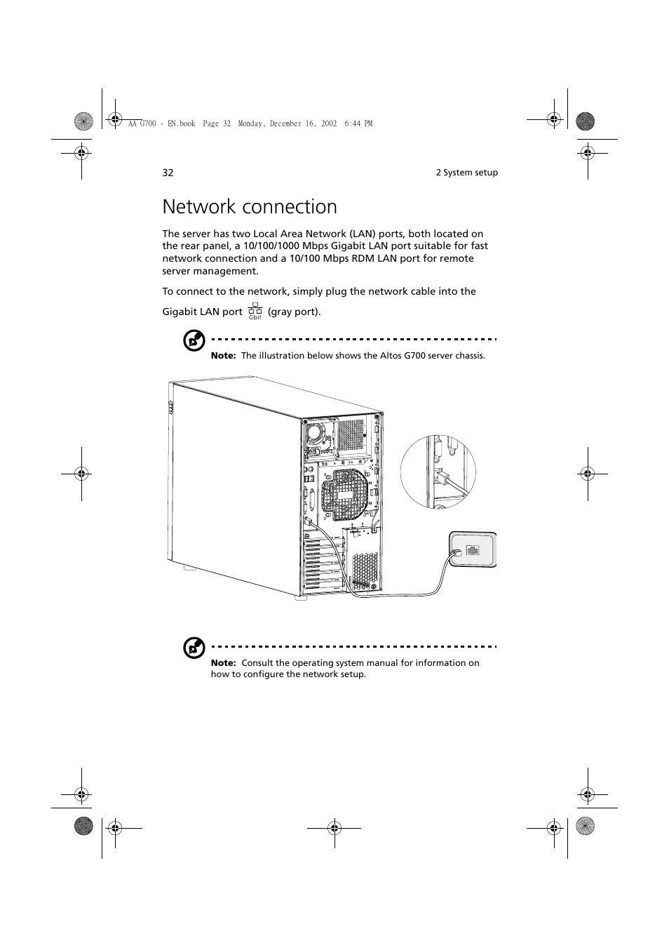 Network connection | Acer Altos G700 User Manual | Page 42 / 122