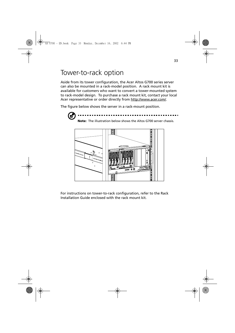 Tower-to-rack option | Acer Altos G700 User Manual | Page 43 / 122