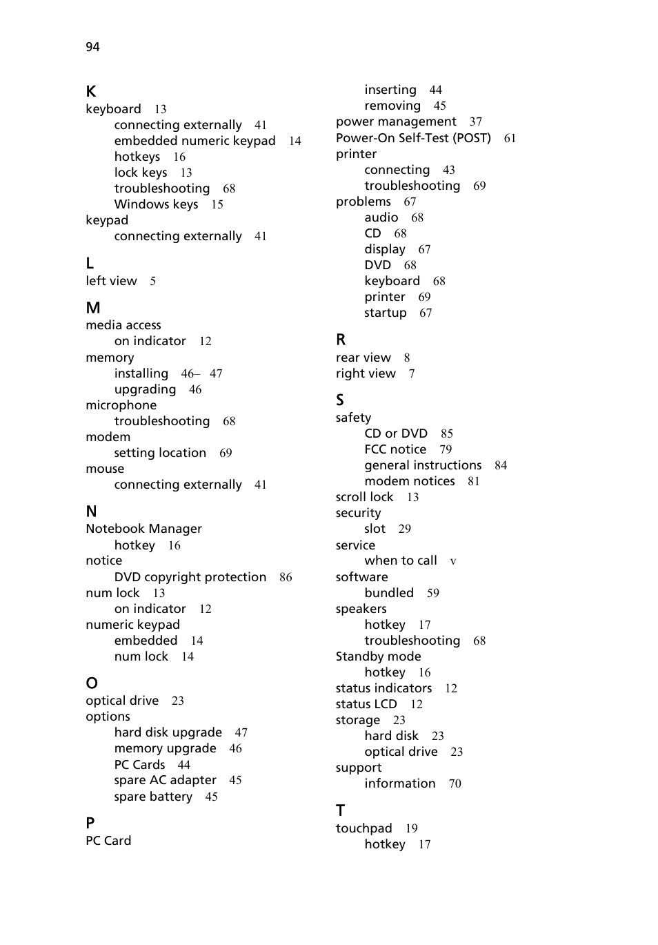 Acer TravelMate 2200 User Manual | Page 104 / 105