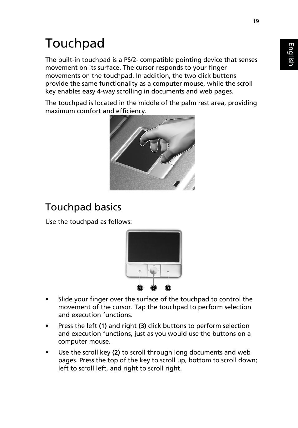 Touchpad, Touchpad basics | Acer TravelMate 2200 User Manual | Page 29 / 105