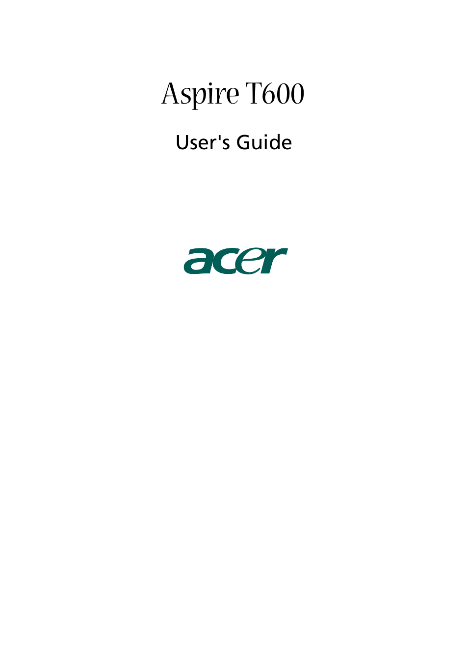 Acer Aspire T600 User Manual | 22 pages