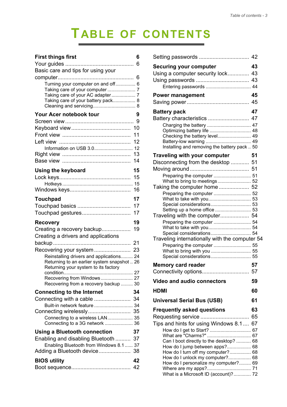 Acer Aspire V3-772G User Manual | Page 3 / 87