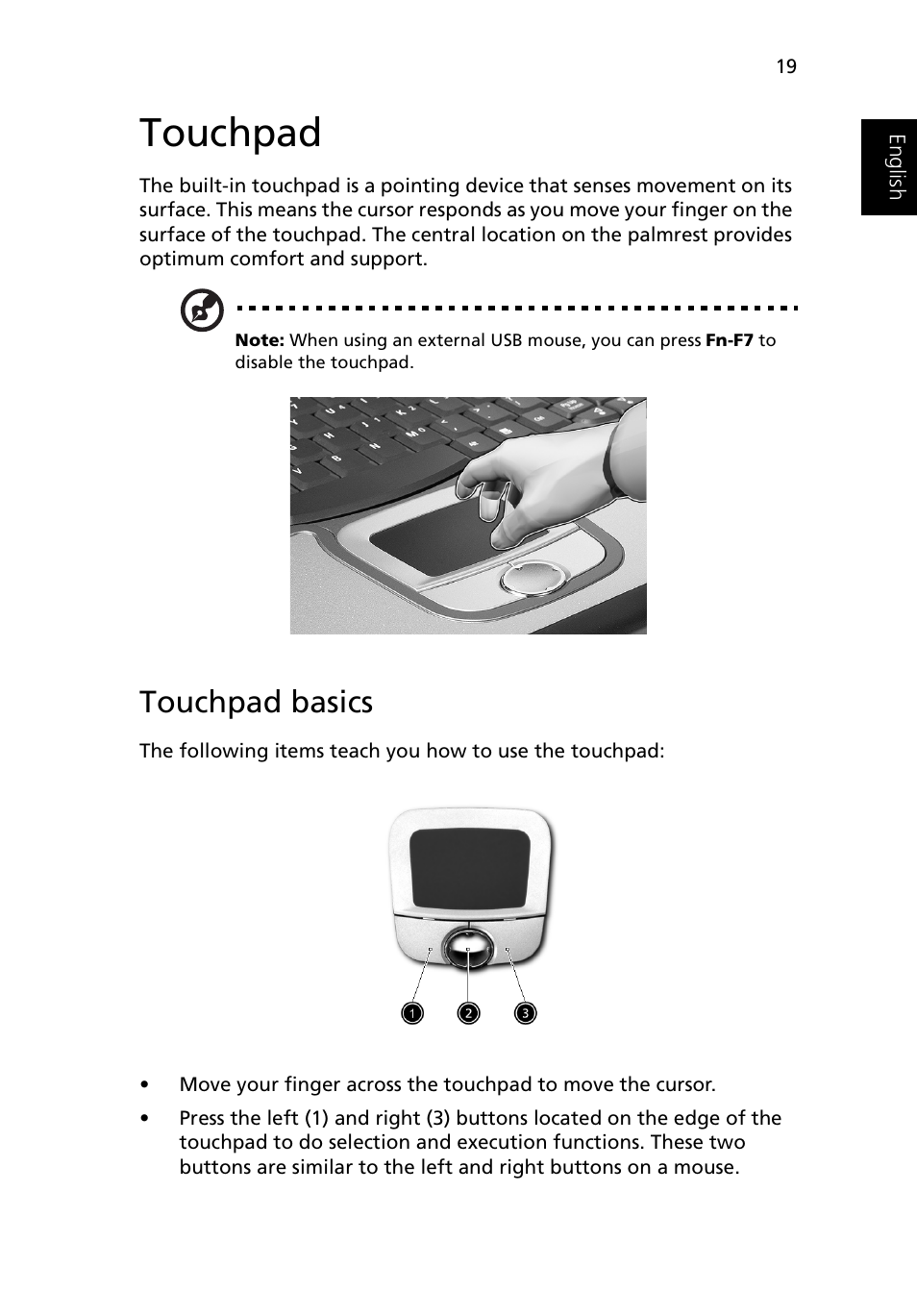 Touchpad, Touchpad basics | Acer Ferrari 3200 User Manual | Page 29 / 105
