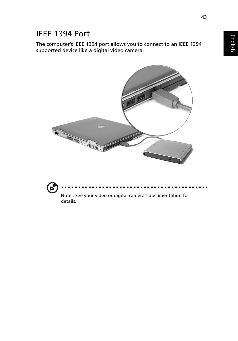 Ieee 1394 port | Acer Ferrari 3200 User Manual | Page 53 / 105