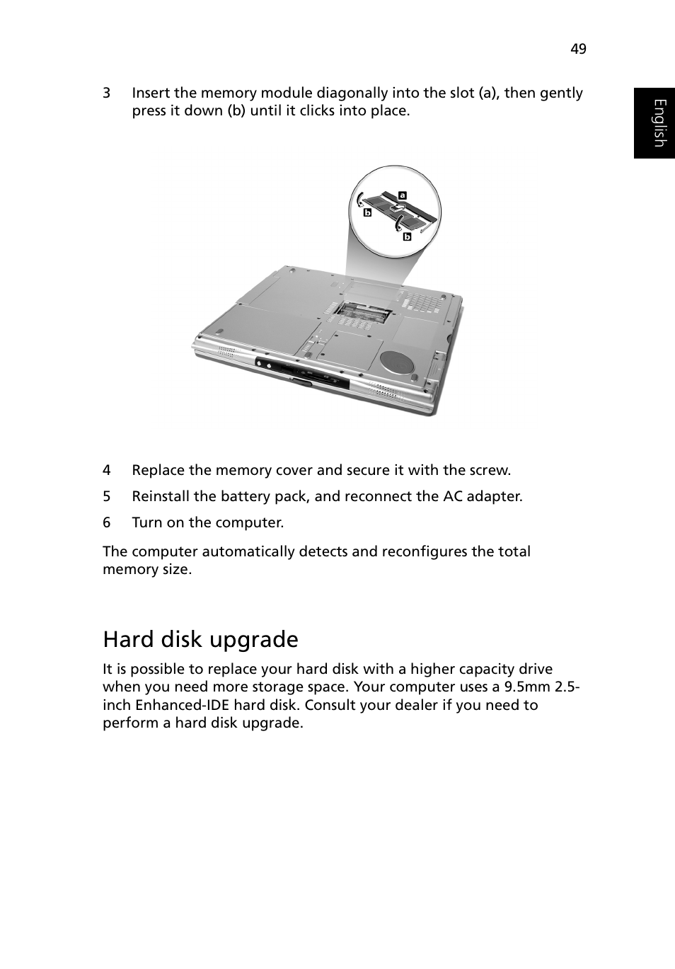 Hard disk upgrade | Acer Ferrari 3200 User Manual | Page 59 / 105