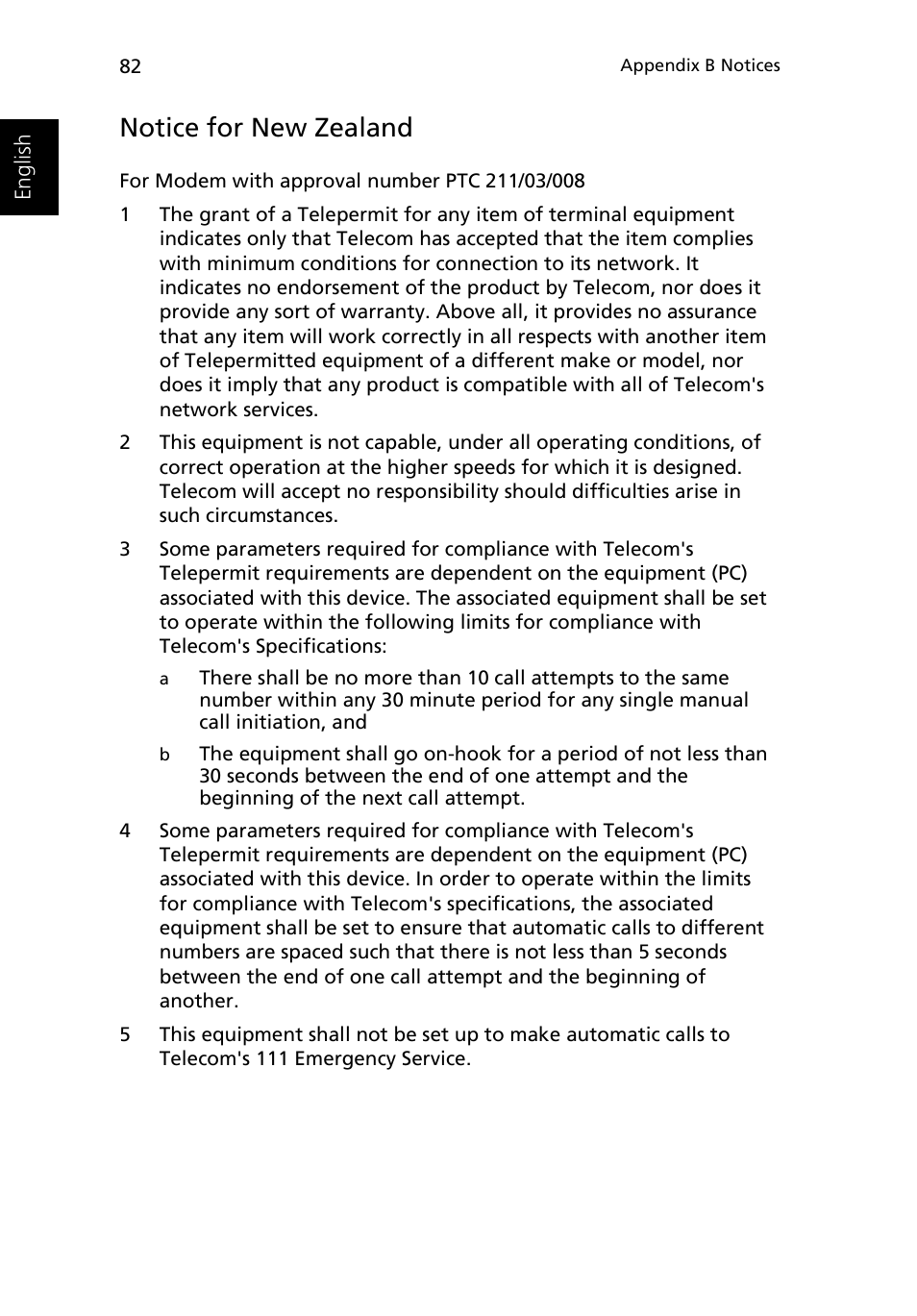 Notice for new zealand | Acer Ferrari 3200 User Manual | Page 92 / 105