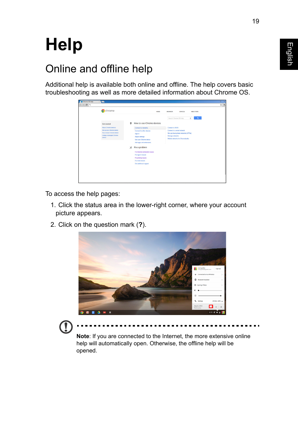Help, Online and offline help | Acer C710 User Manual | Page 33 / 37