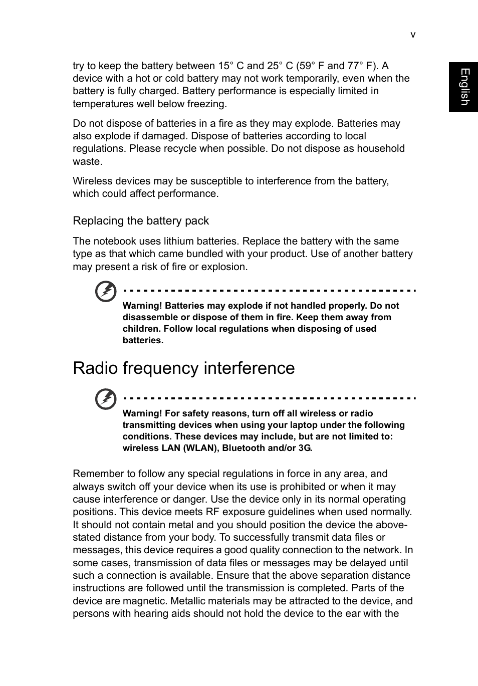 Radio frequency interference | Acer C710 User Manual | Page 7 / 37