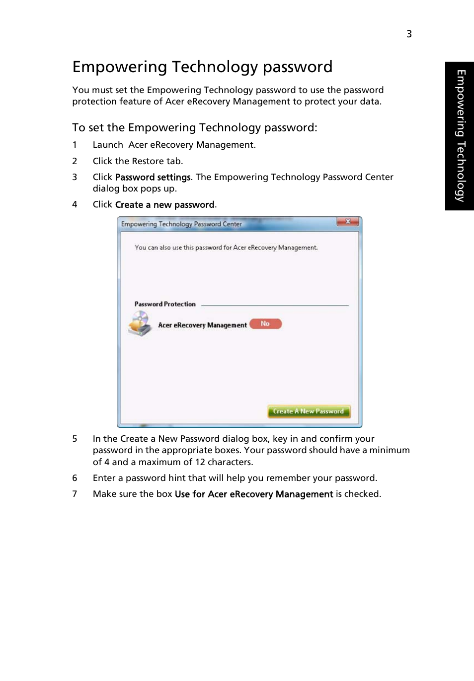 Empowering technology password | Acer Aspire 6920G User Manual | Page 23 / 109