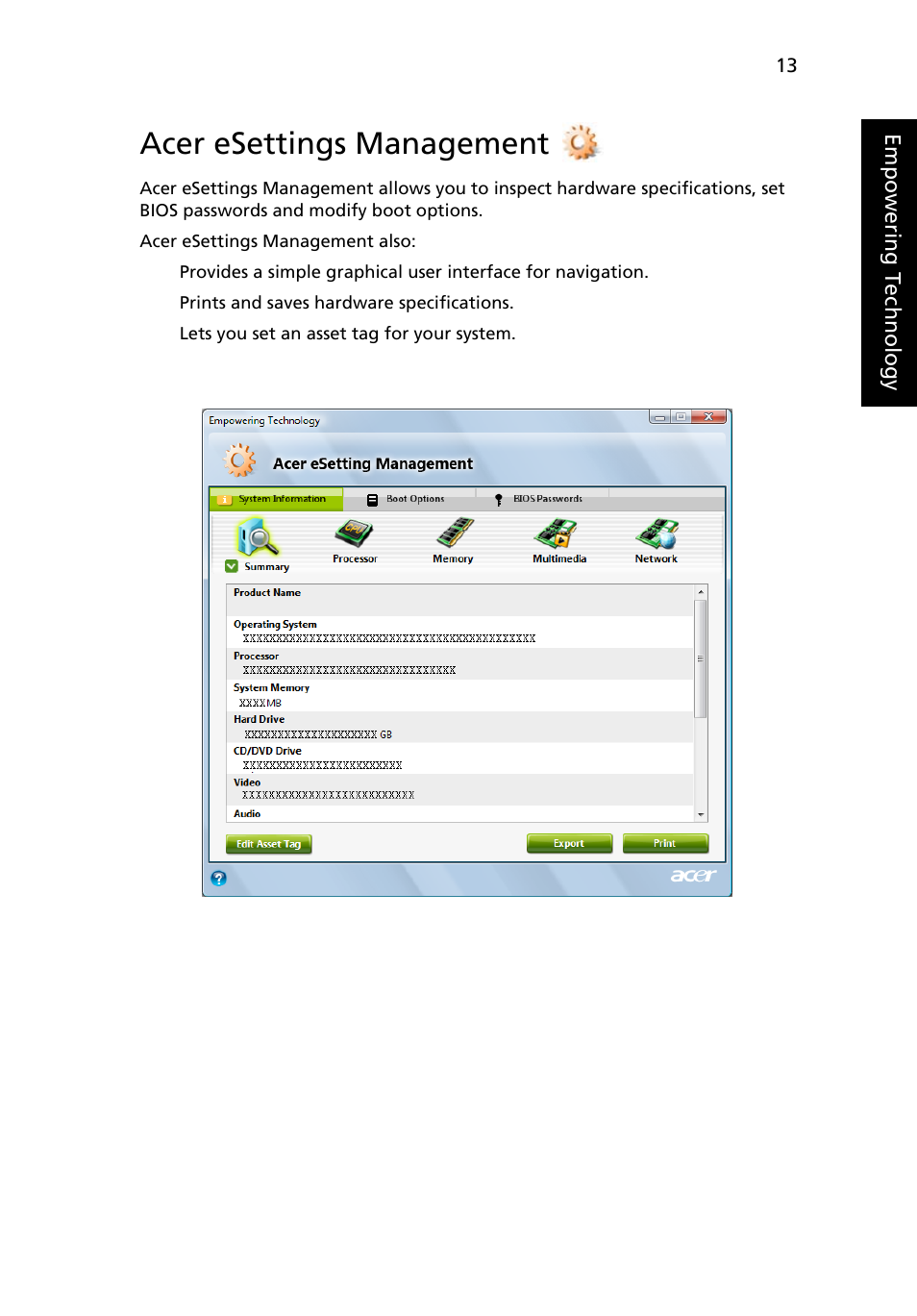 Acer esettings management | Acer Aspire 6920G User Manual | Page 33 / 109