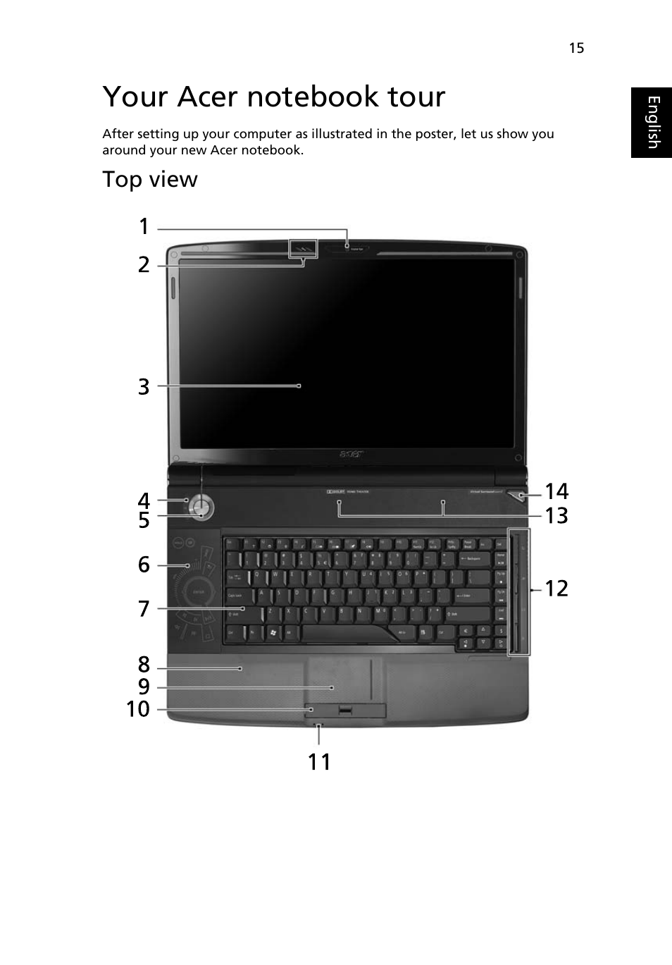 Your acer notebook tour, Top view | Acer Aspire 6920G User Manual | Page 35 / 109