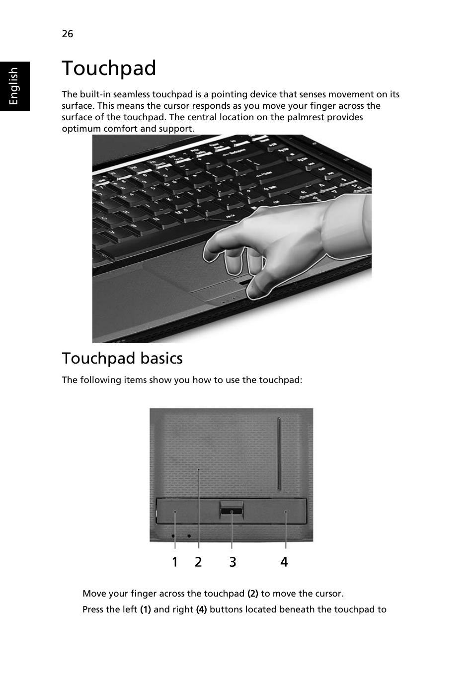 Touchpad, Touchpad basics | Acer Aspire 6920G User Manual | Page 46 / 109