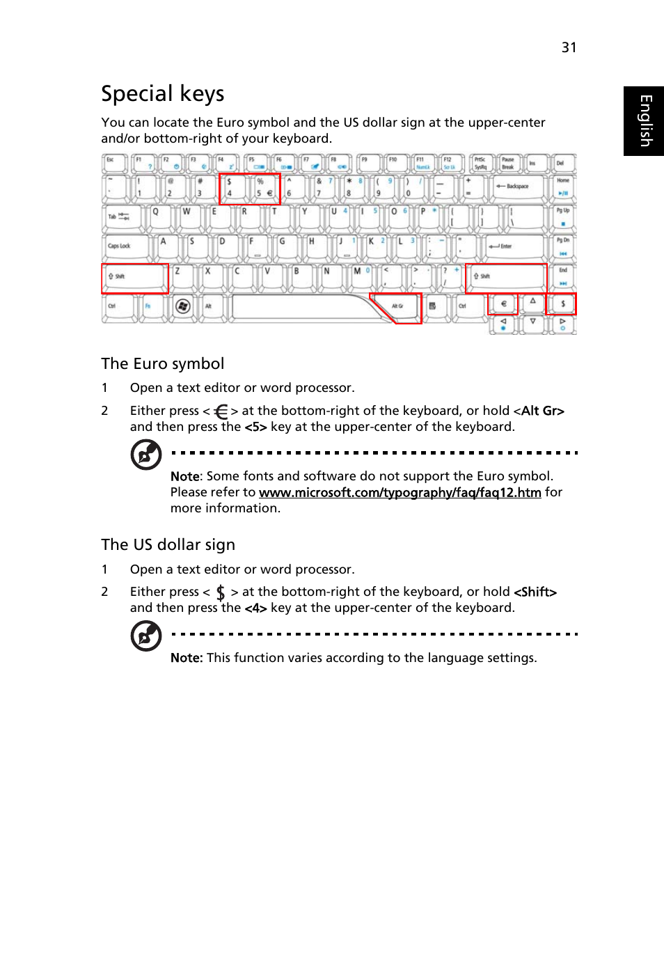 Special keys | Acer Aspire 6920G User Manual | Page 51 / 109