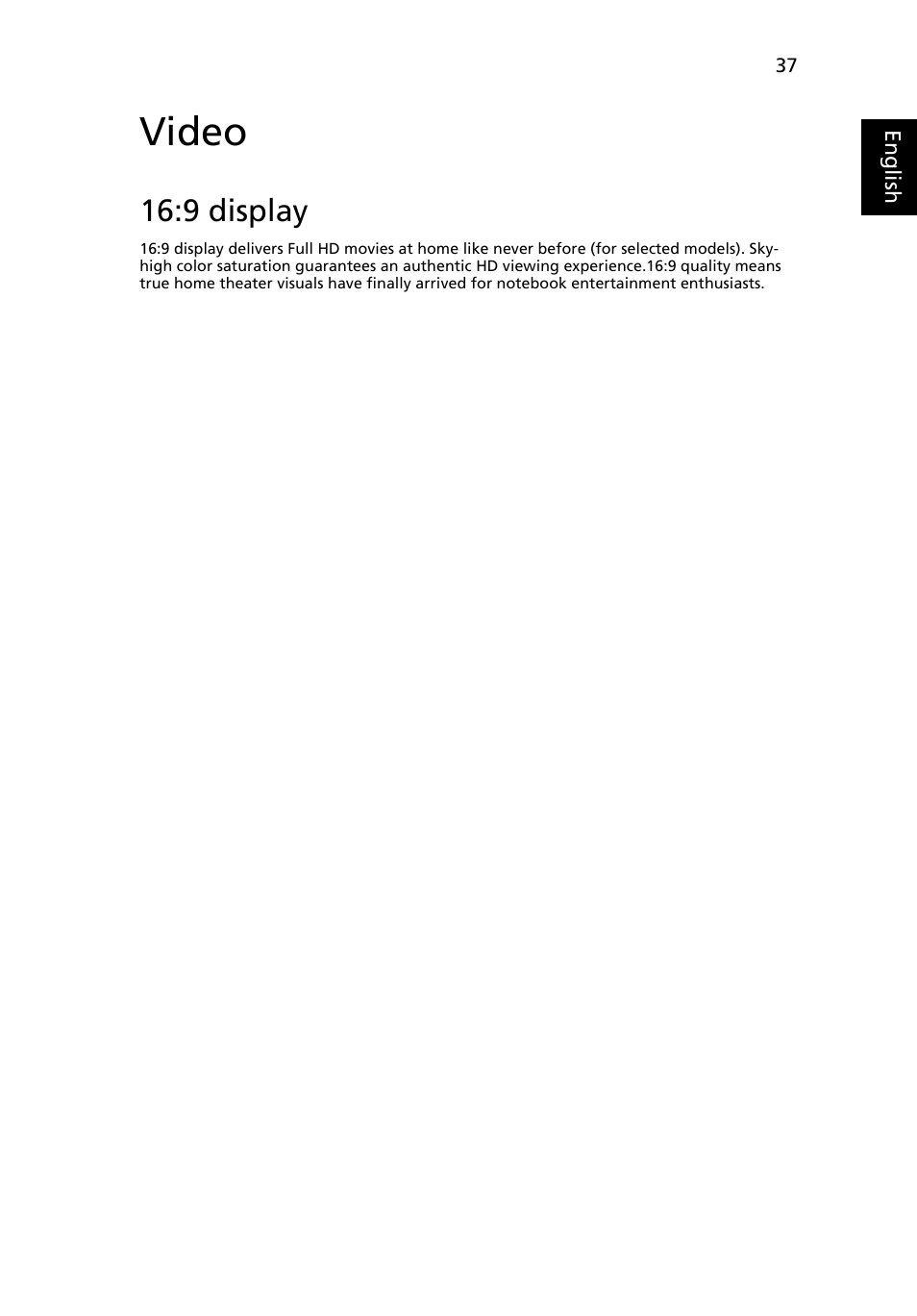 Video, 9 display | Acer Aspire 6920G User Manual | Page 57 / 109