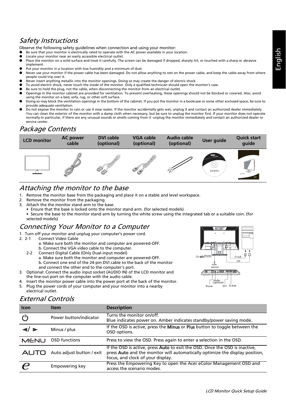 Acer V213HL User Manual | 2 pages