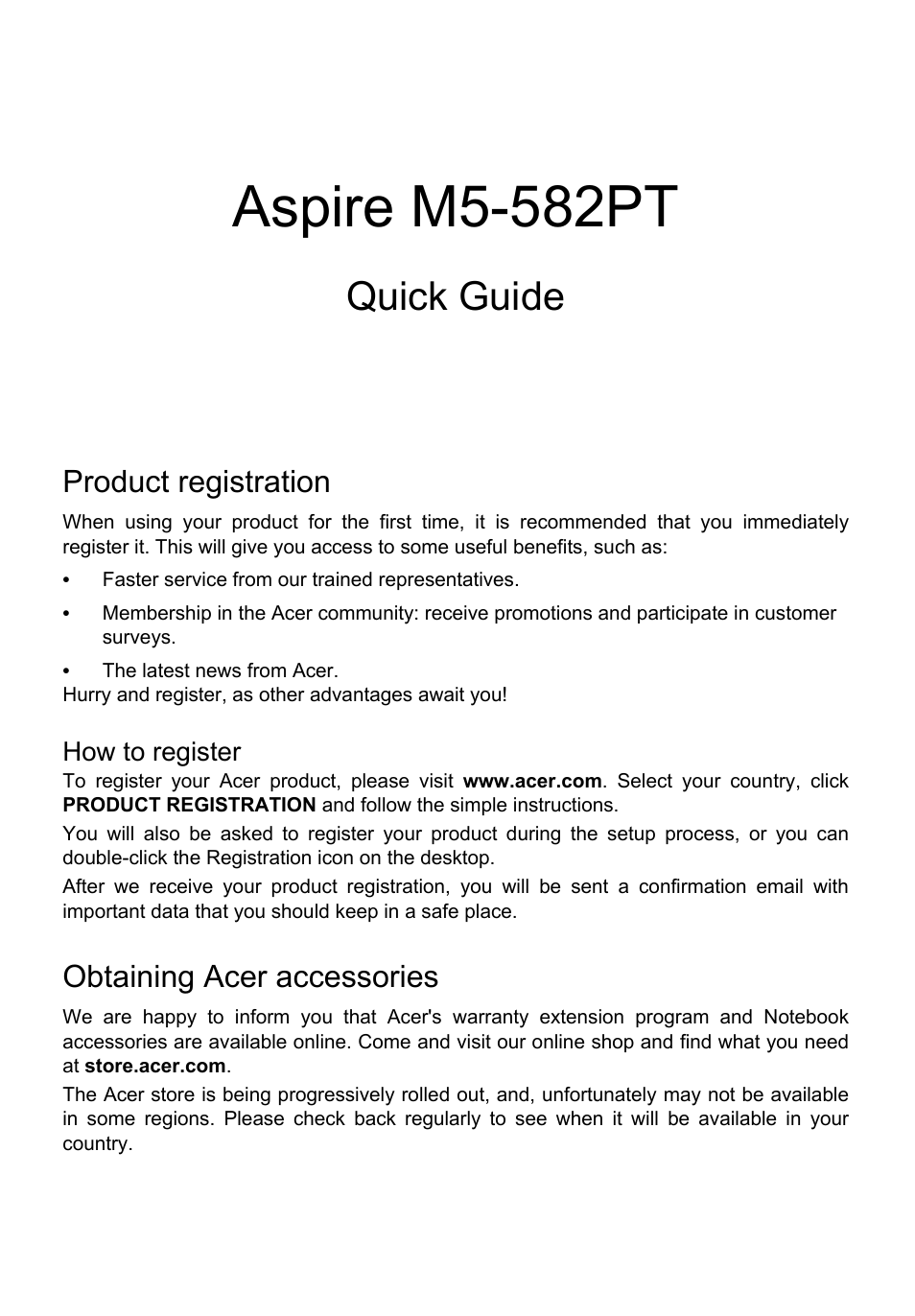 Acer Aspire M5-582PT User Manual | 10 pages