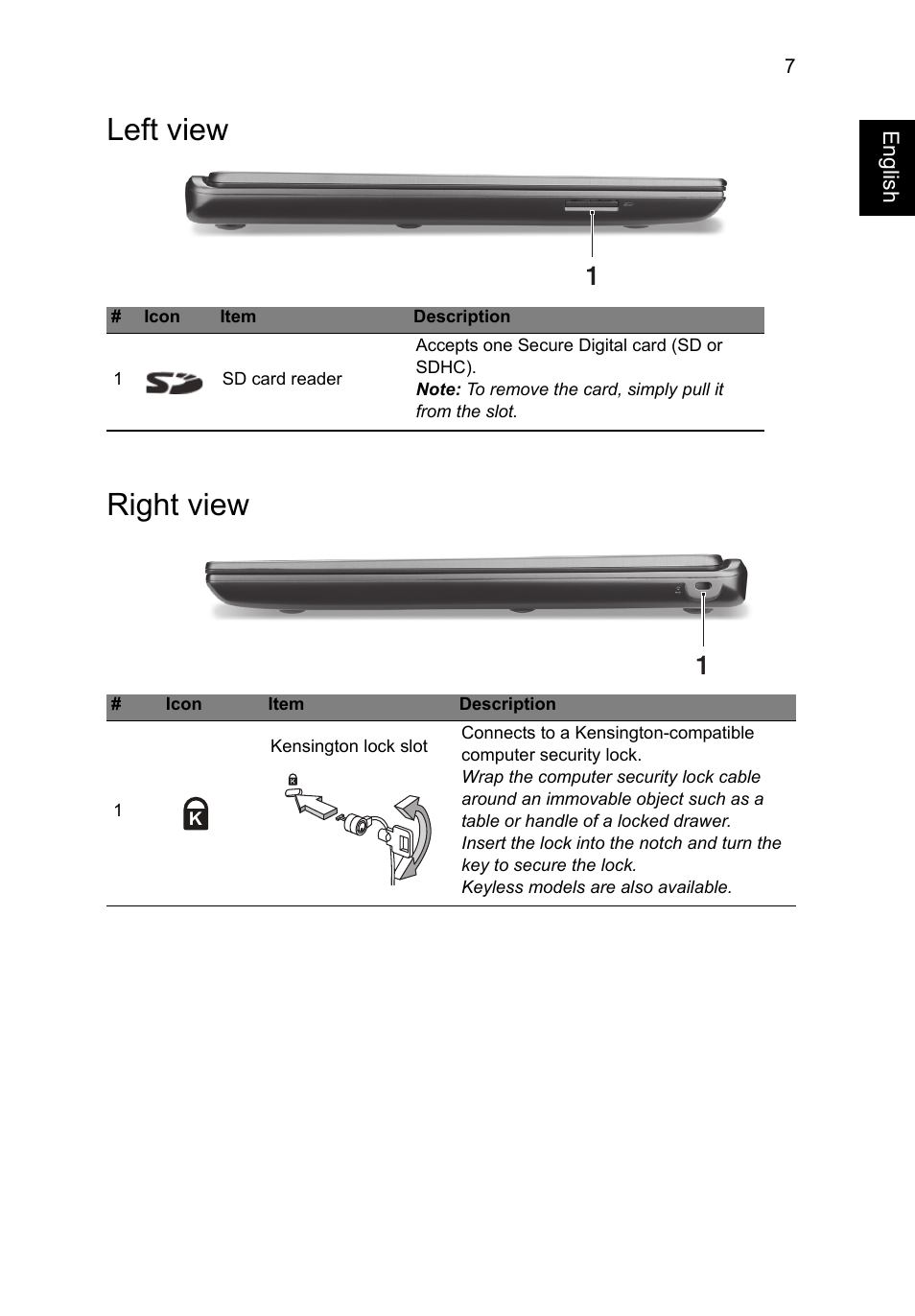 Left view, Right view | Acer Aspire M5-582PT User Manual | Page 7 / 10
