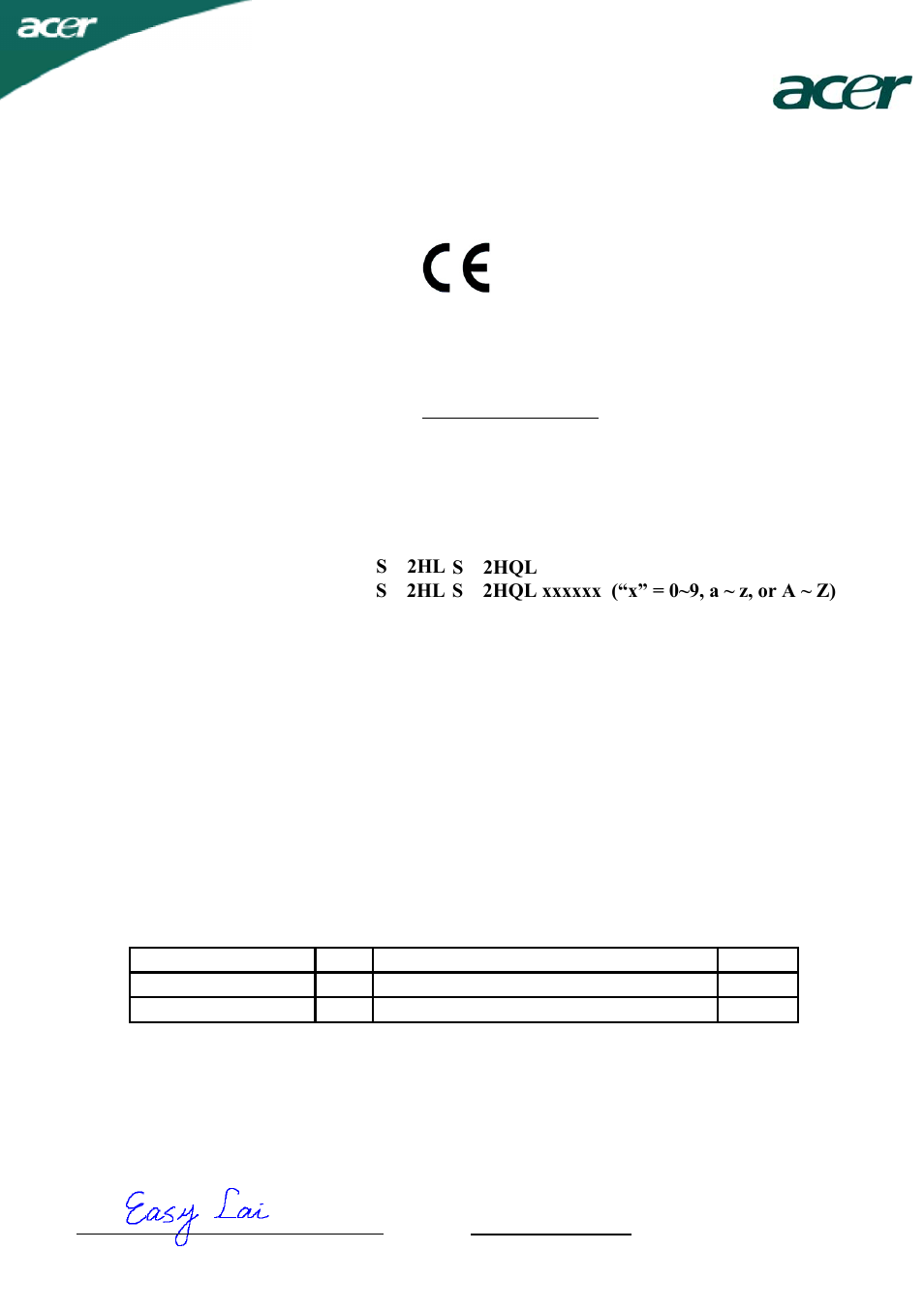 Declaration of conformity | Acer S182HL User Manual | Page 22 / 23