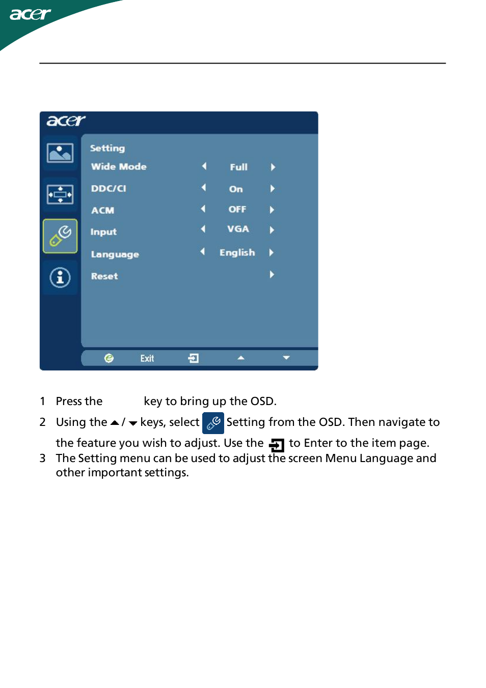 Acer H274HL User Manual | Page 18 / 23