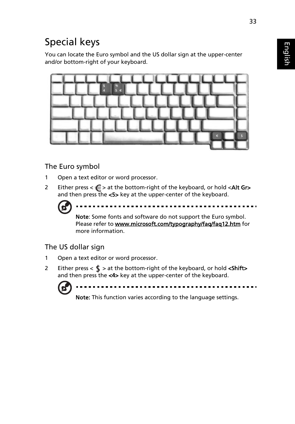 Special keys | Acer TravelMate 5210 User Manual | Page 51 / 107