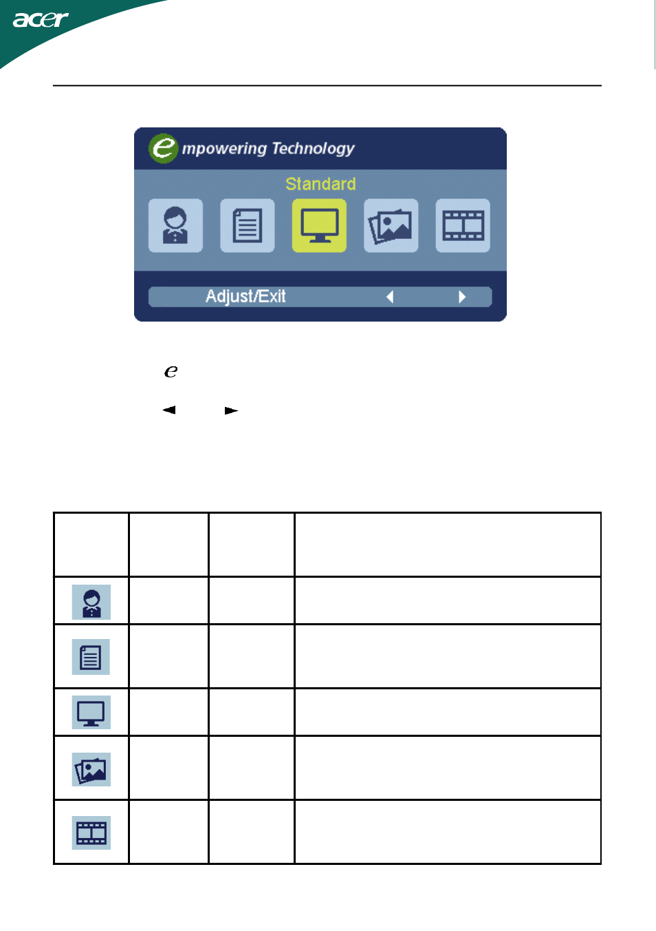 Acer ecolor management operation instructions, Features and benefits | Acer T231H User Manual | Page 15 / 24
