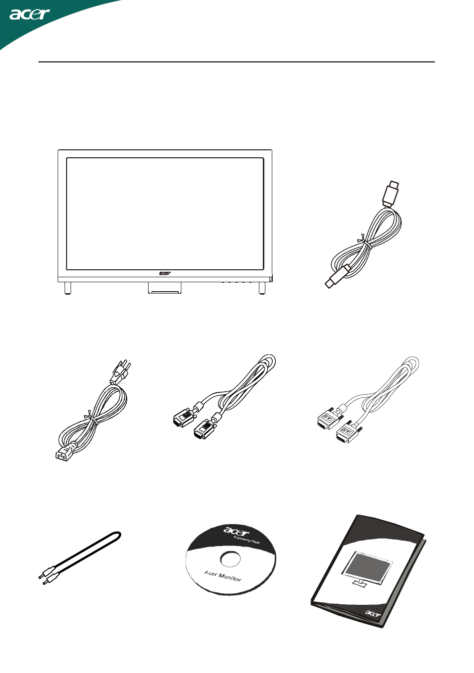 Unpacking | Acer T231H User Manual | Page 6 / 24