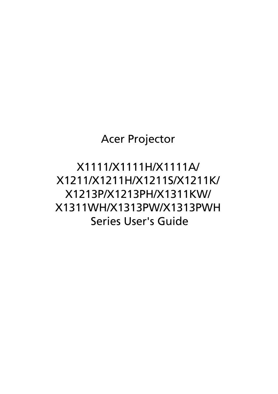 Acer X1311WH User Manual | 63 pages
