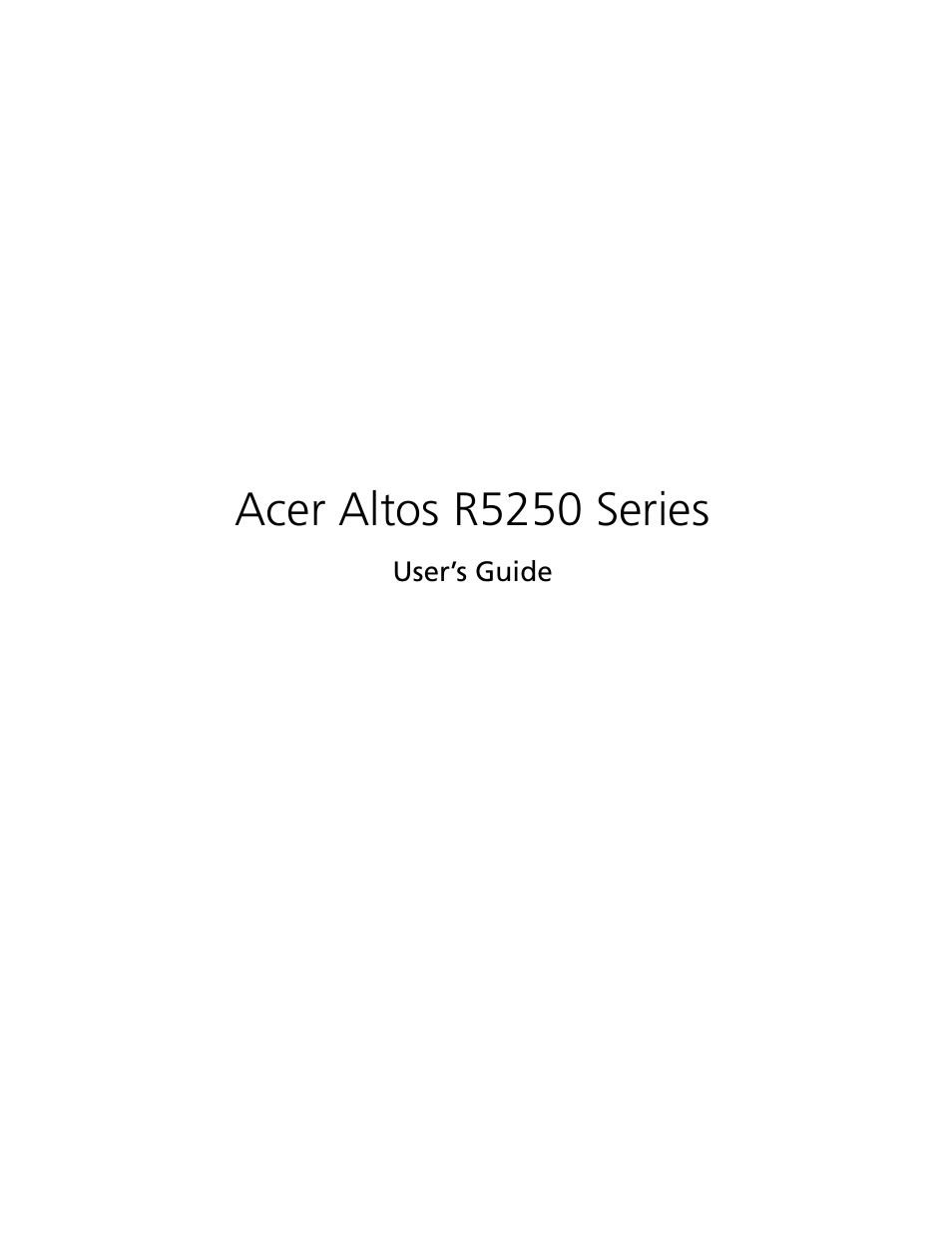 Acer Altos R5250 User Manual | 142 pages