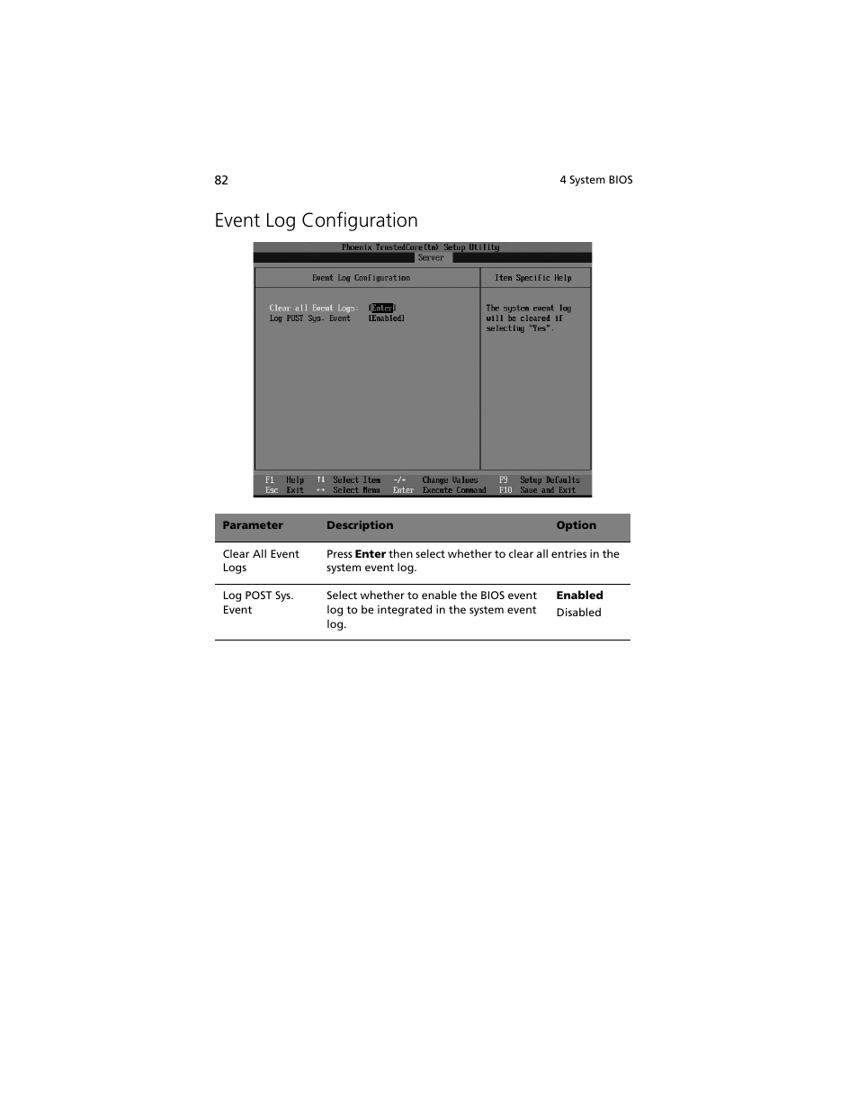 Event log configuration | Acer Altos R5250 User Manual | Page 100 / 142