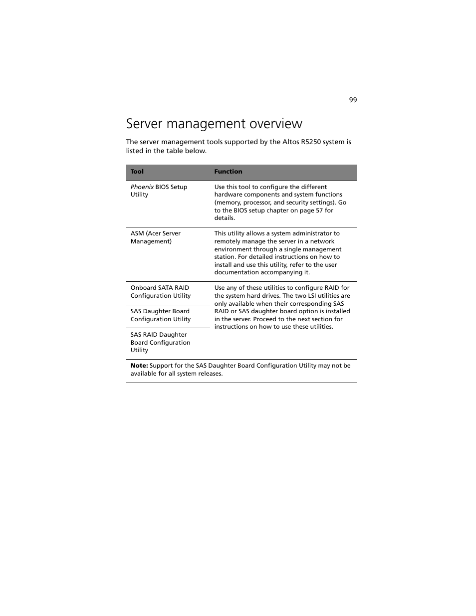 Server management overview | Acer Altos R5250 User Manual | Page 117 / 142