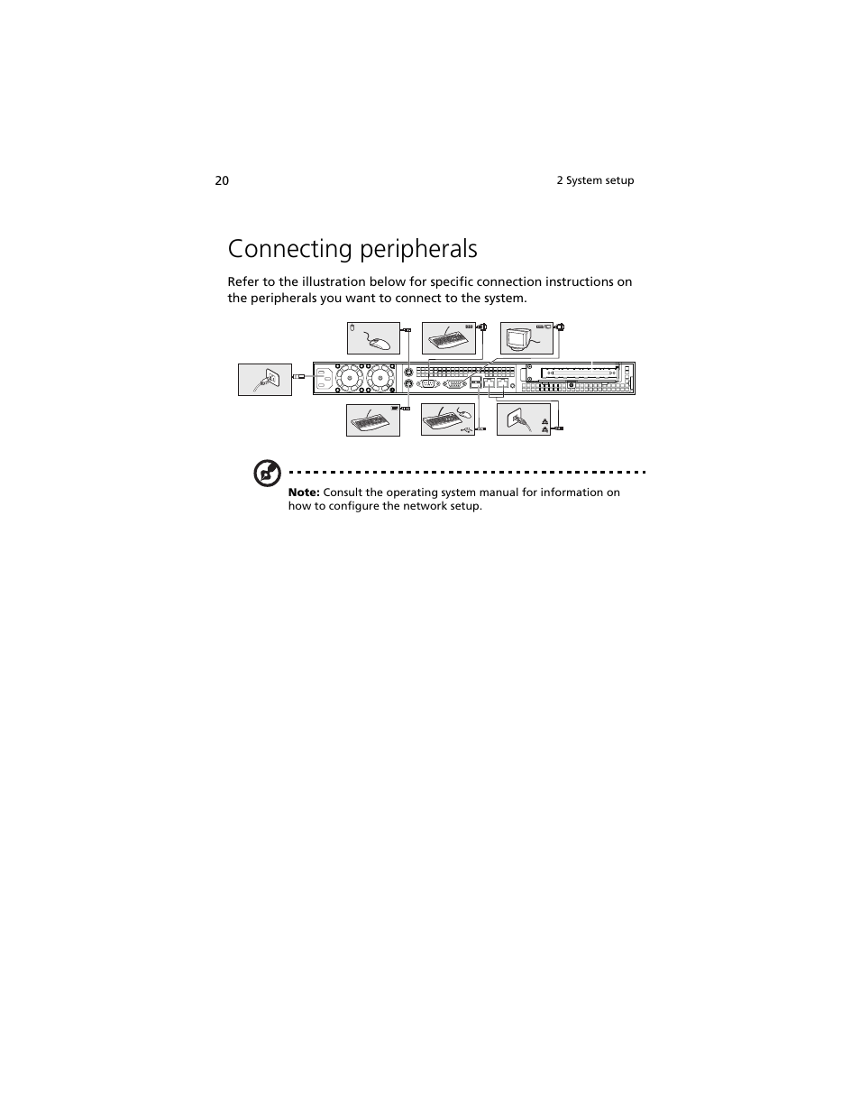 Connecting peripherals | Acer Altos R5250 User Manual | Page 38 / 142