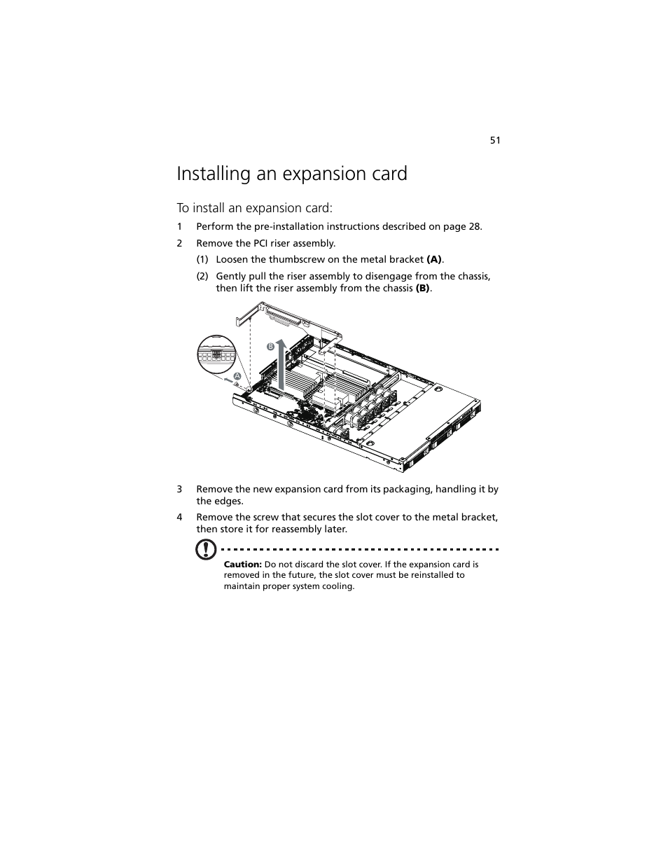 Installing an expansion card | Acer Altos R5250 User Manual | Page 69 / 142