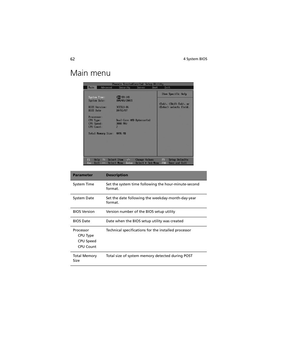 Main menu | Acer Altos R5250 User Manual | Page 80 / 142