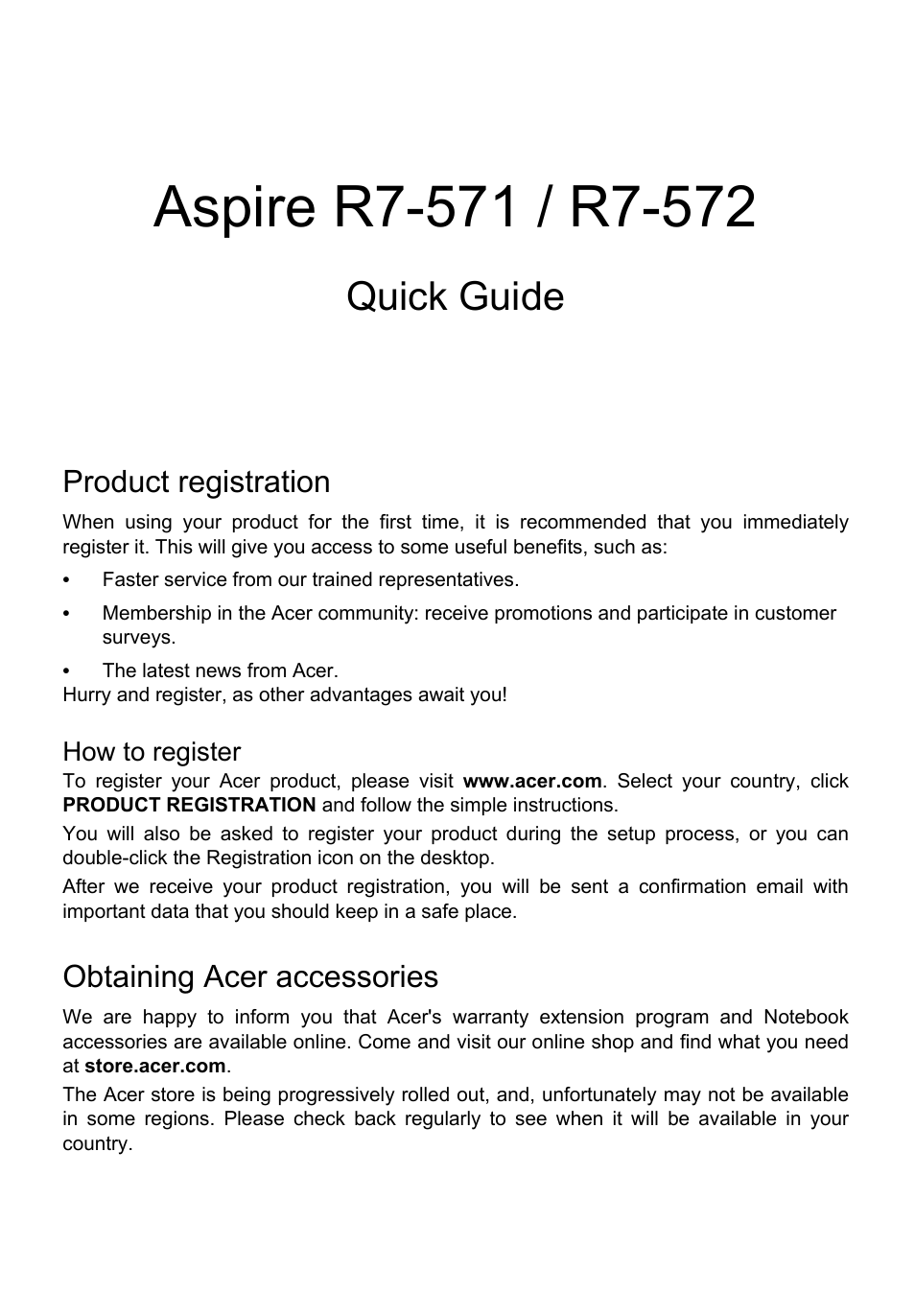 Acer Aspire R7-571G User Manual | 10 pages