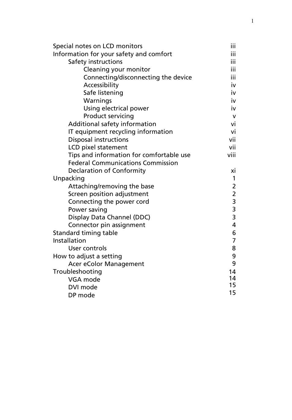 Acer V276HL User Manual | Page 12 / 27
