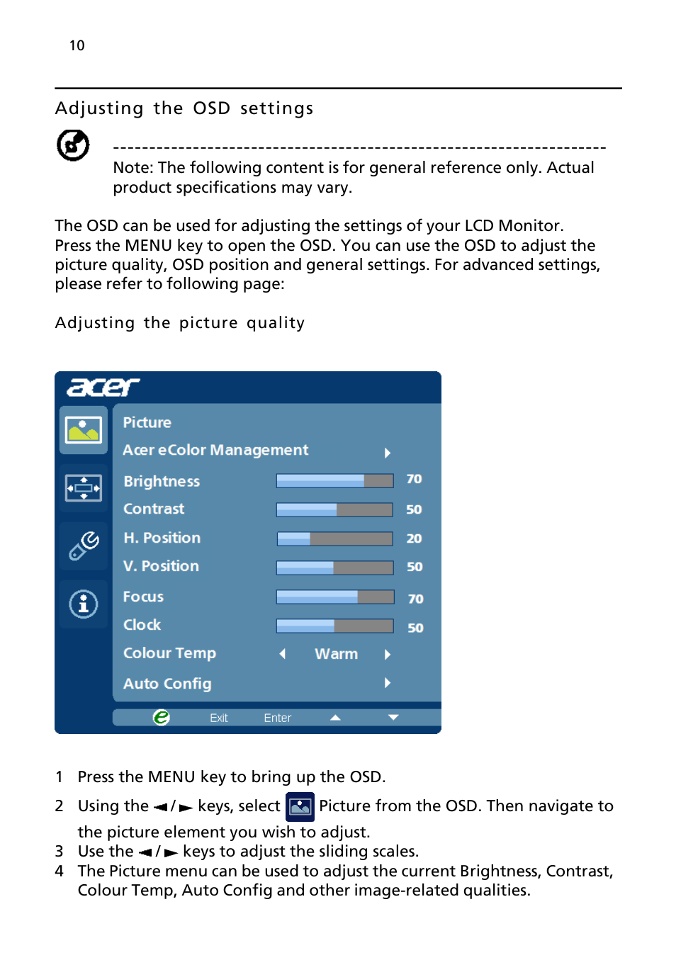 Acer V276HL User Manual | Page 22 / 27