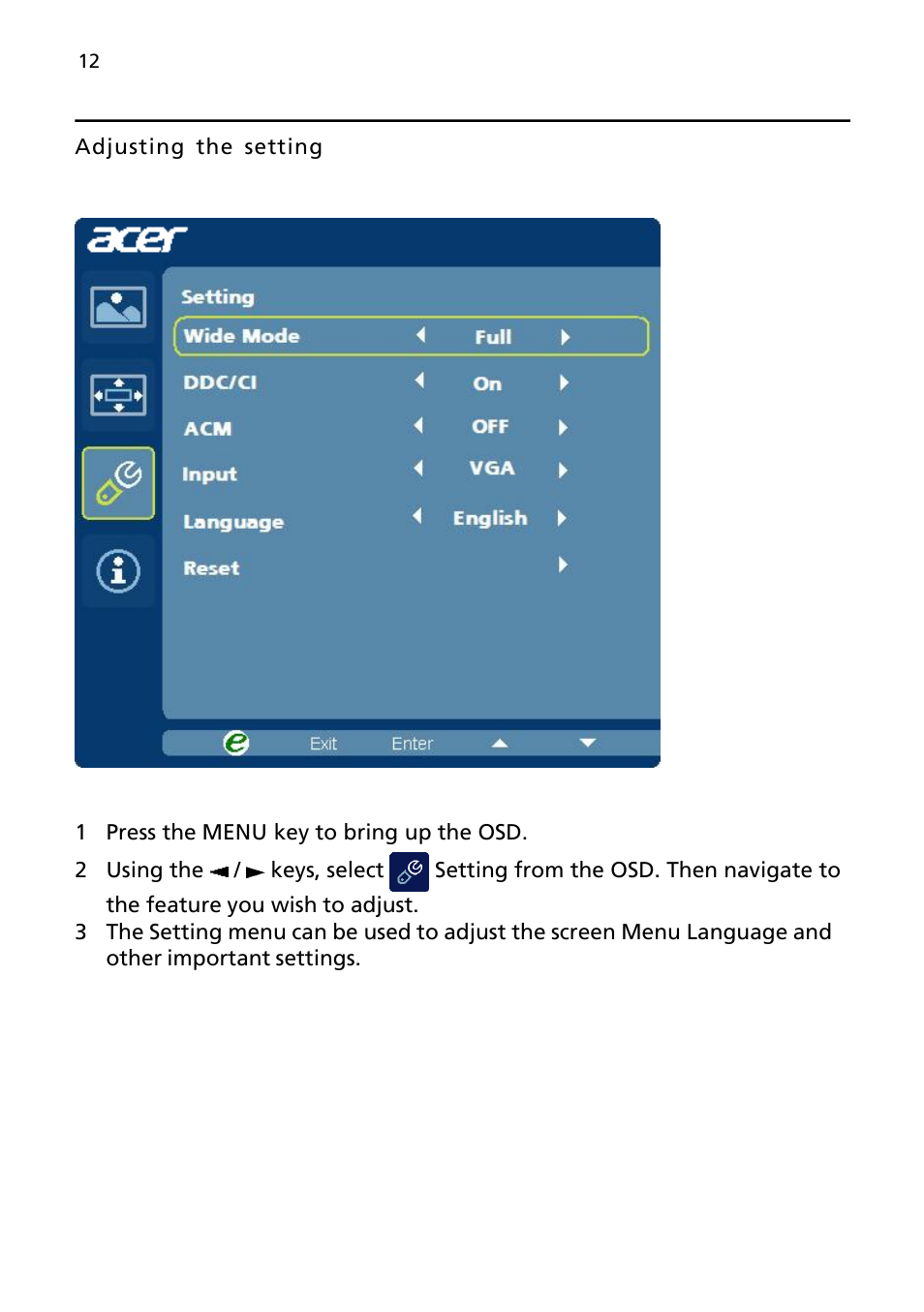 Acer V276HL User Manual | Page 24 / 27