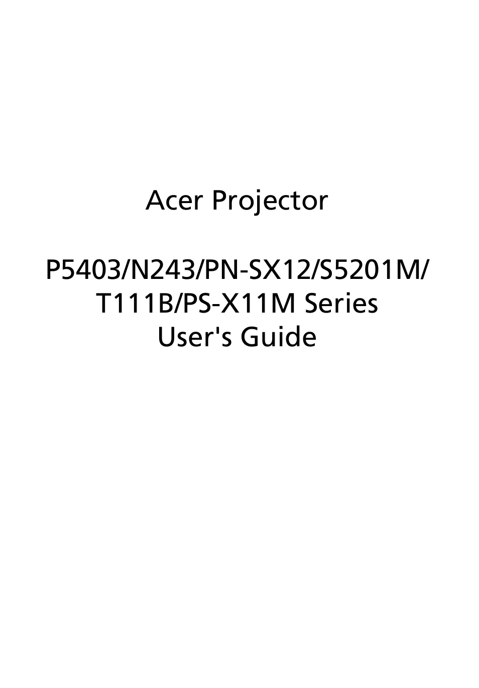 Acer S5201M User Manual | 64 pages