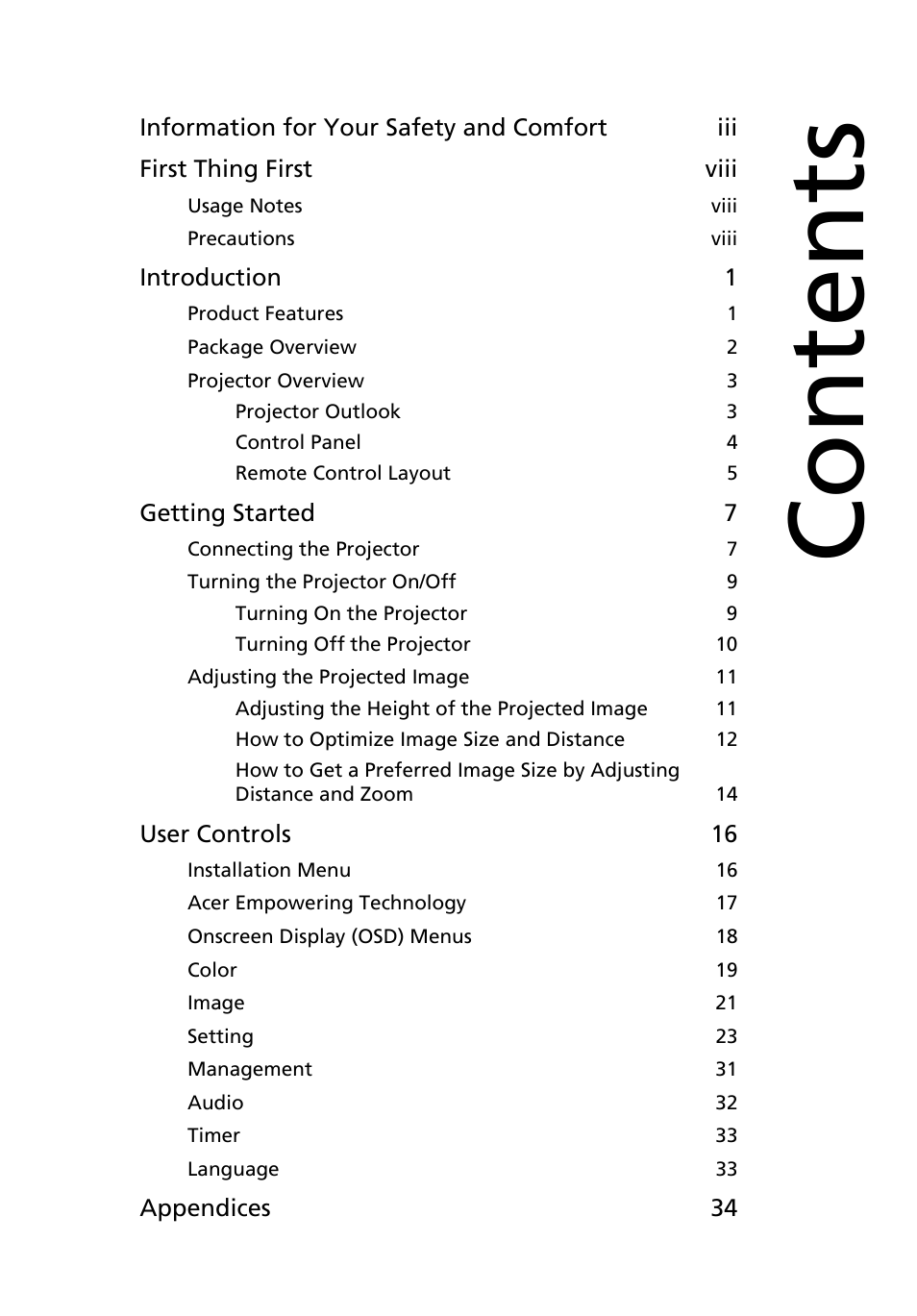 Acer S5201M User Manual | Page 9 / 64