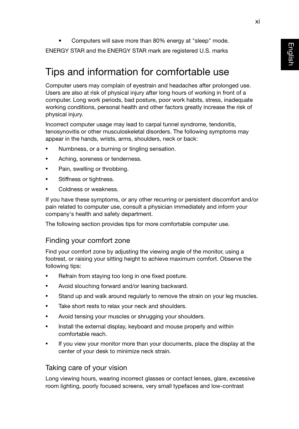 Tips and information for comfortable use | Acer Aspire E1-521 User Manual | Page 11 / 80