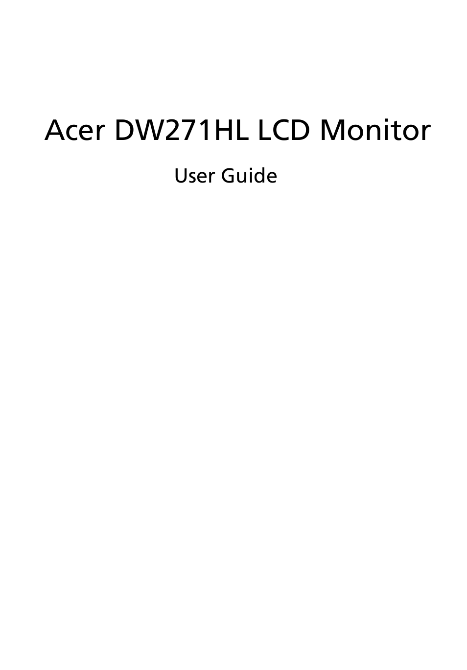 Acer DW271HL User Manual | 31 pages