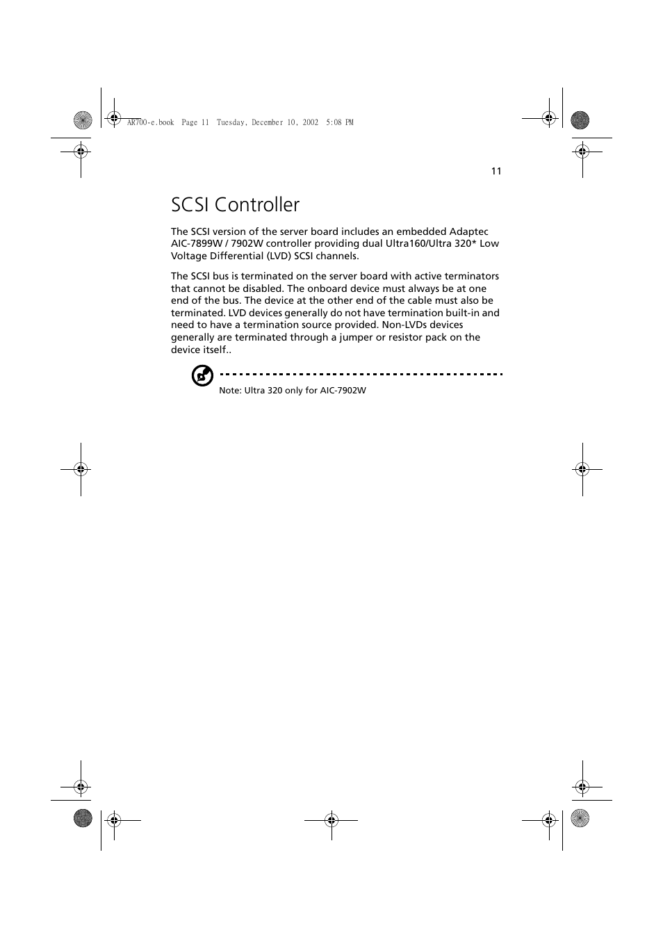 Scsi controller | Acer Altos R701 User Manual | Page 21 / 135