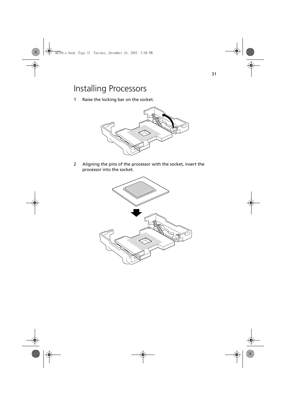 Installing processors | Acer Altos R701 User Manual | Page 41 / 135