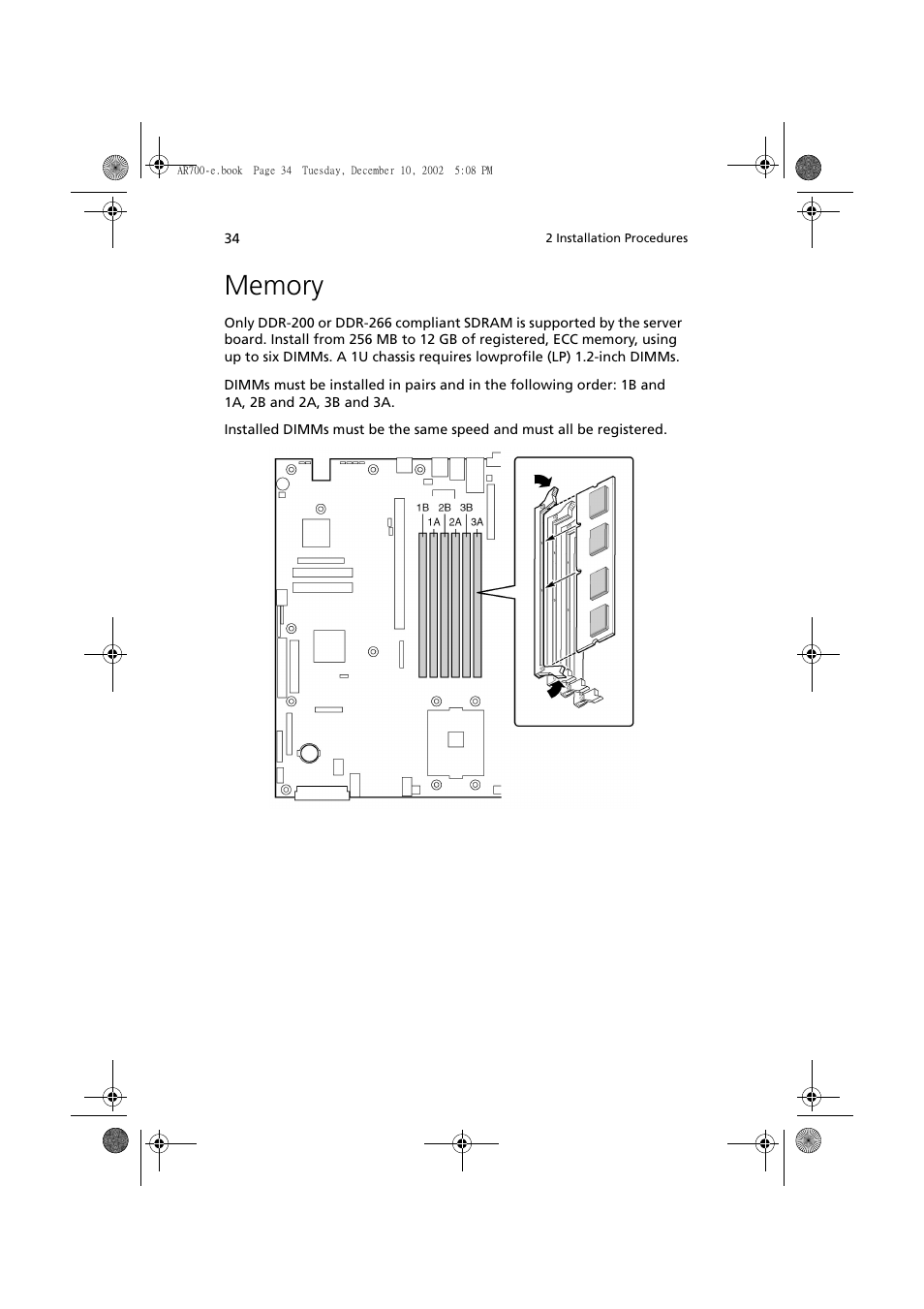 Memory | Acer Altos R701 User Manual | Page 44 / 135