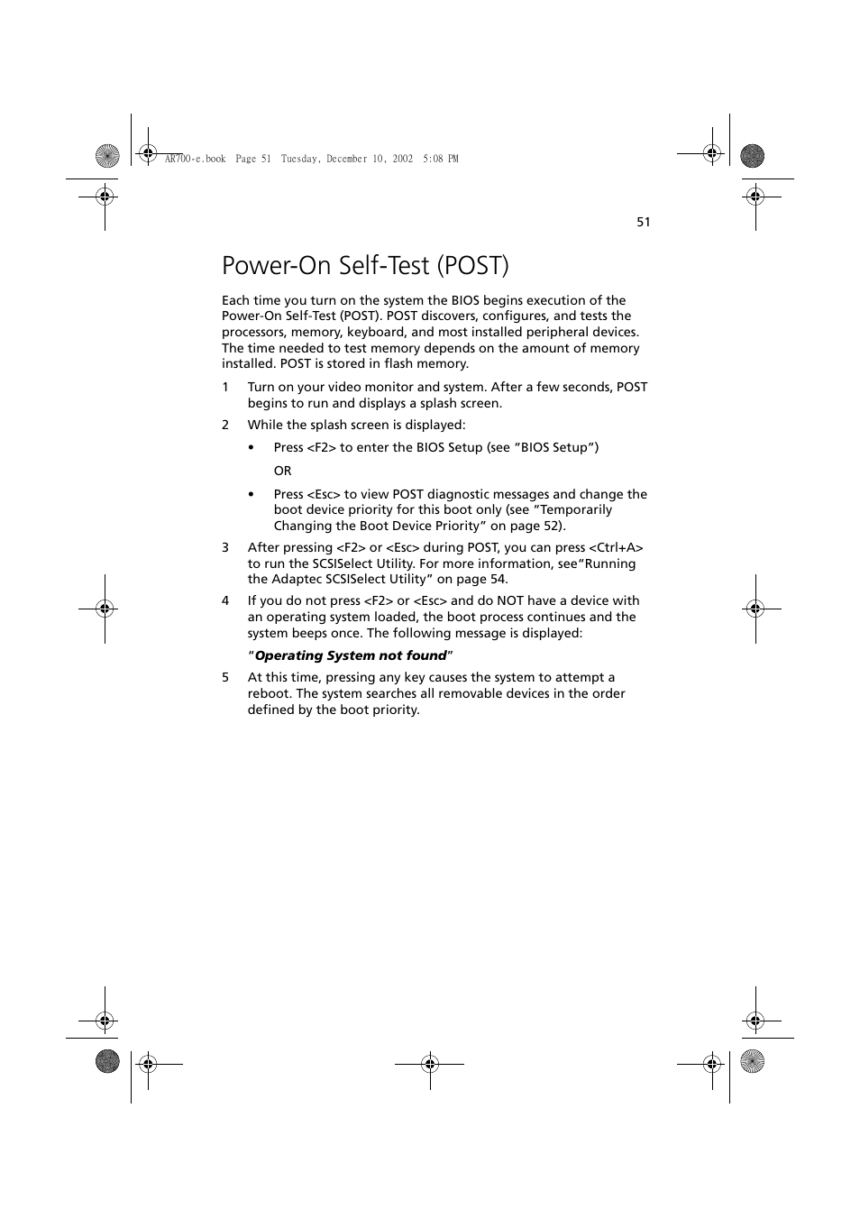 Power-on self-test (post) | Acer Altos R701 User Manual | Page 61 / 135