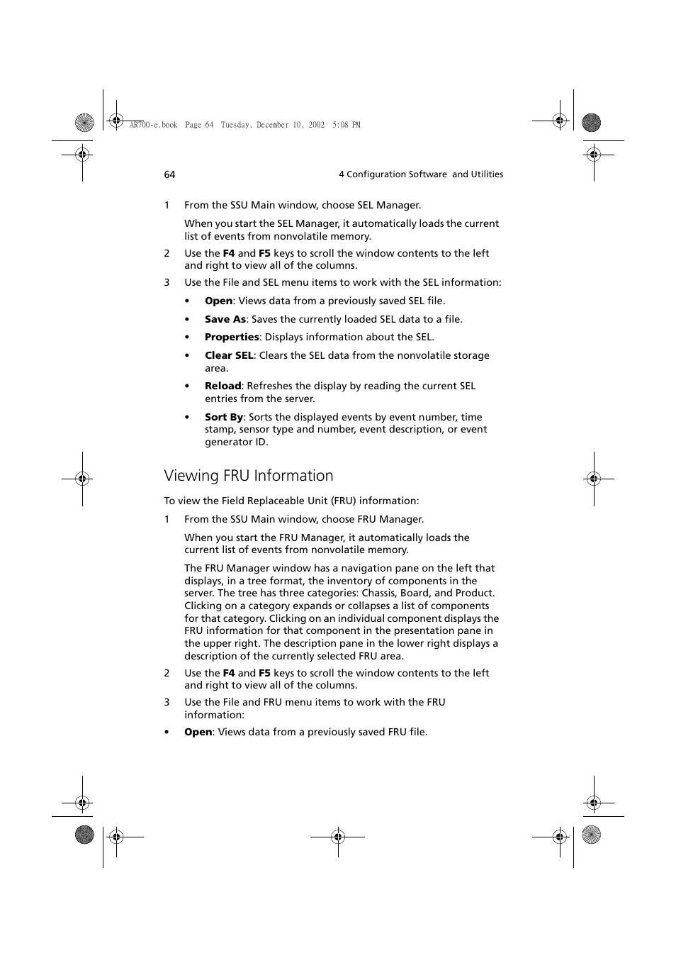 Viewing fru information | Acer Altos R701 User Manual | Page 74 / 135