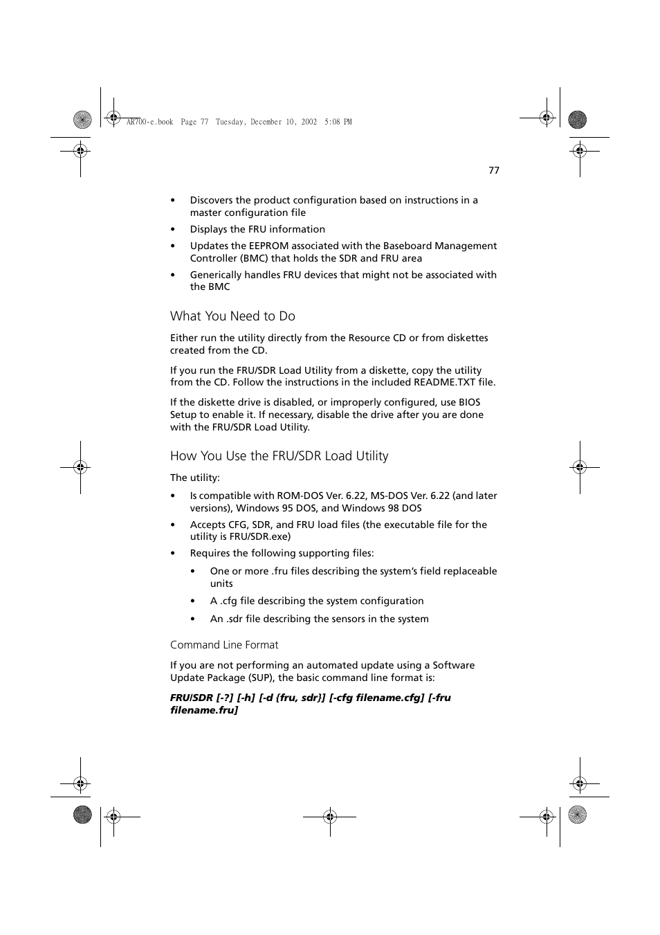 What you need to do, How you use the fru/sdr load utility | Acer Altos R701 User Manual | Page 87 / 135