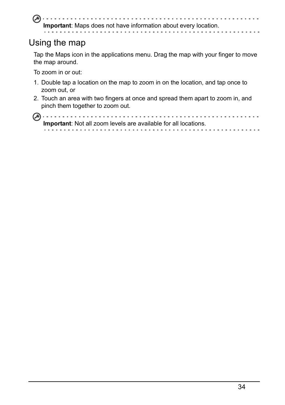 Using the map | Acer S510 User Manual | Page 34 / 69