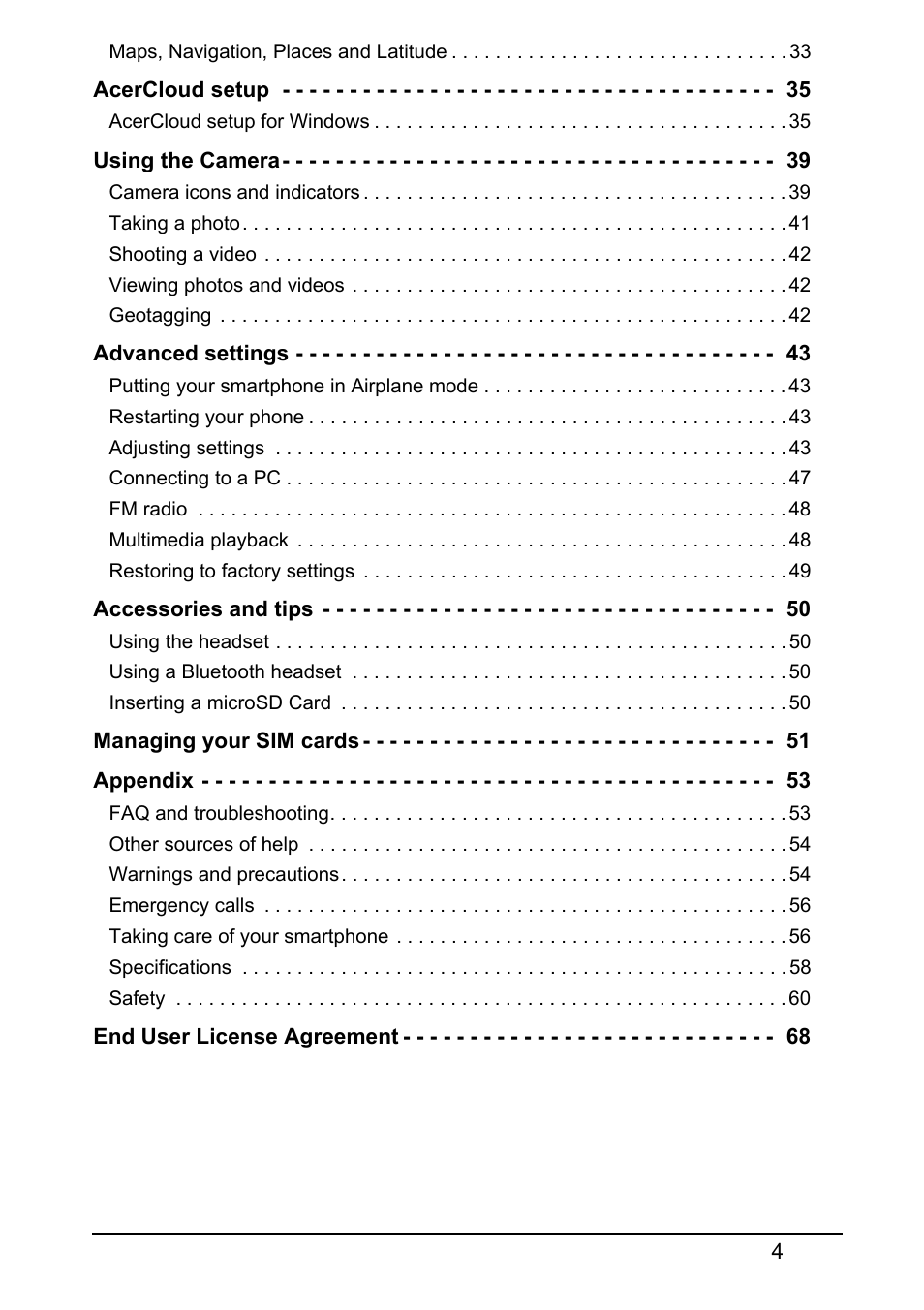 Acer S510 User Manual | Page 4 / 69