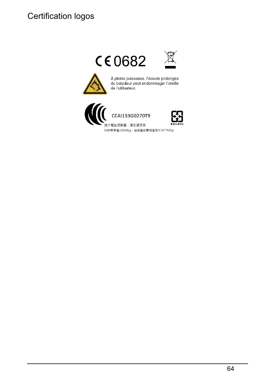 Certification logos | Acer S510 User Manual | Page 64 / 69